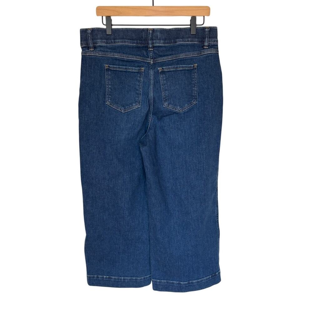 Spanx Wide Leg Cropped High Waist Pull On Jeans - Medium Wash size XL - Picture 2 of 8